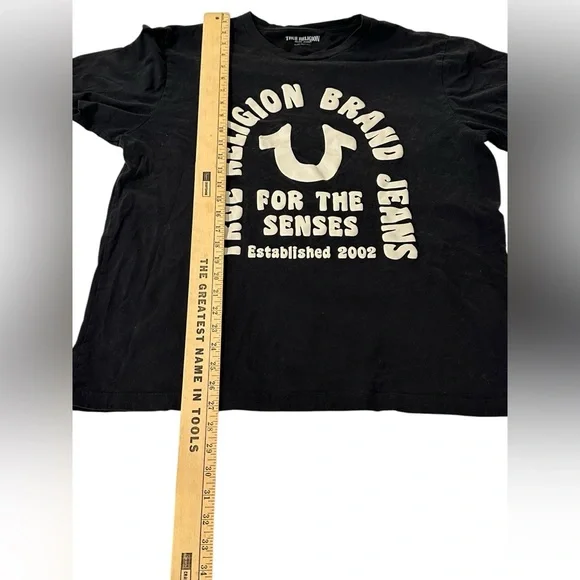 True Religion Men’s Horseshoe Logo T-shirt Men’s Size XXL Black White - Picture 9 of 10